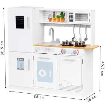 Drewniana kuchnia dla dzieci światło led + garnki ECOTOYS-1268827
