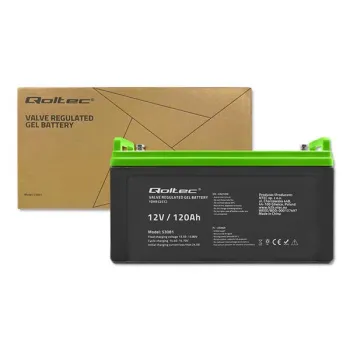 Qoltec Akumulator żelowy GEL | 12V | 120Ah | 34.8kg | Bezobsługowy | Professional | LongLife | PV, UPS, kamper, łód?