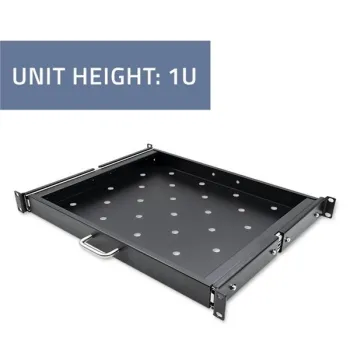 Qoltec Solidna stalowa Półka z uchwytem do szafy RACK  | 600*600 | Wysuwana | Czarna-1265388