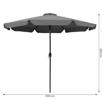 Parasol ogrodowy duży 3 m skośny łamany z korbą szary MultiGarden-1269957