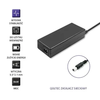 Qoltec Zasilacz desktopowy  84W | 12V | 7A | 5.5*2.1 | +kabel zasilający-1264401