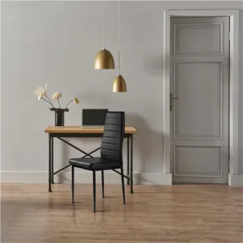 Zestaw krzeseł do jadalni salonu z ekoskóry 4 sztuki wysokie oparcie czarne ModernHome-1267046