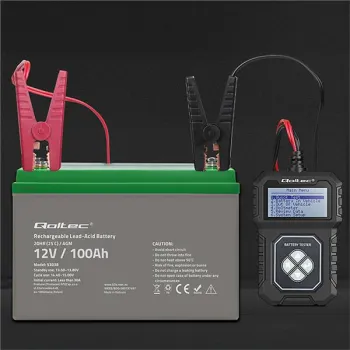 Qoltec Cyfrowy tester akumulatora z LCD | Polskie Menu | 12V | AGM | GEL | STD | 30-220AH-1266262