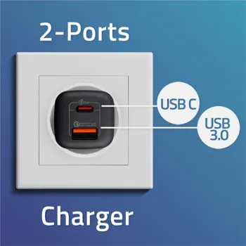 Qoltec Ładowarka sieciowa 65W GaN ULTRA | 5-20V | 2.25-3.25A | 1 x USB typ C PD | 1 x USB QC 3.0 | Laptop | Smartfon | 
