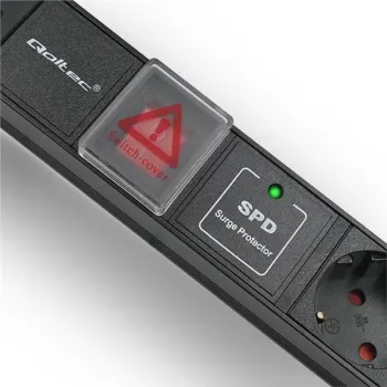 Qoltec Aluminiowa Listwa zasilająca  PDU do  RACK 19'' | 1U | 16A |  6xSCHUKO | 1.8m-1265588