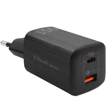 Qoltec Ładowarka sieciowa 65W GaN ULTRA | 5-20V | 2.25-3.25A | 1 x USB typ C PD | 1 x USB QC 3.0 | Laptop | Smartfon | 