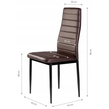 Zestaw krzeseł do jadalni salonu z ekoskóry 4 sztuki wysokie oparcie brązowe ModernHome-1267240