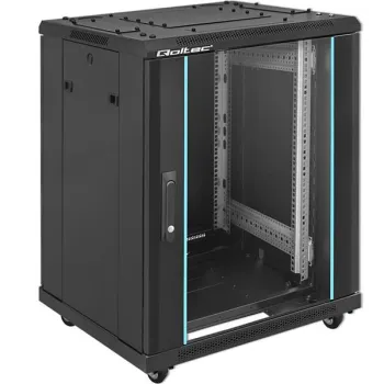 Qoltec Szafa RACK 19" | 15U | 600 x 855 x 600 | Hartowane drzwi | Stojąca | Nóżki + Kółka | Stalowa obudowa | Zamek