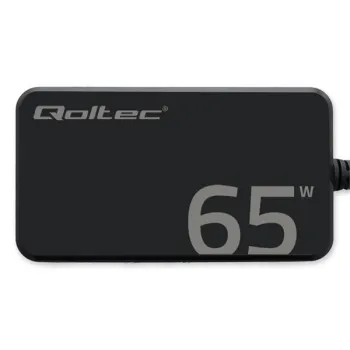 Qoltec Ładowarka sieciowa 65W GaN Super Fast SLIM | PD | 5-20V | 3.25A | USB-C 3.1 | Laptop | MacBook |  Smartfon | + k