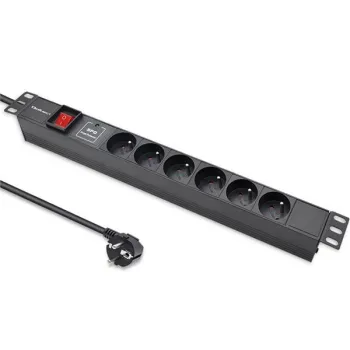 Qoltec Aluminiowa Listwa zasilająca  PDU do  RACK 19'' | 1U | 16A |  6xFRENCH | 1.8m-1265575