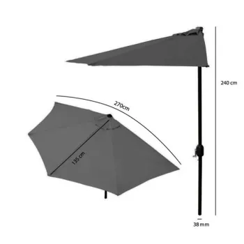 Parasol ogrodowy pół-parasol ścienny na taras 2,7 m szary MultiGarden-1269910