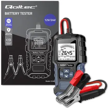 Qoltec Cyfrowy tester akumulatora z wyświetlaczem LCD | 12V | 24V | 3Ah-250Ah-1265688