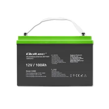 Qoltec Akumulator żelowy GEL | 12V | 100Ah | 29.3kg | Bezobsługowy | Professional | LongLife | PV, UPS, kamper, łód?