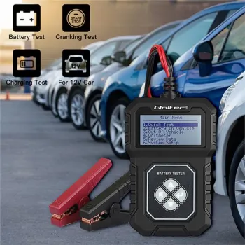 Qoltec Cyfrowy tester akumulatora z LCD | Polskie Menu | 12V | AGM | GEL | STD | 30-220AH-1266266