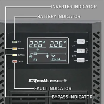 Qoltec Zasilacz awaryjny UPS | 2kVA | 2000W | Power Factor 1.0 | LCD | EPO | USB | On-line-1265498