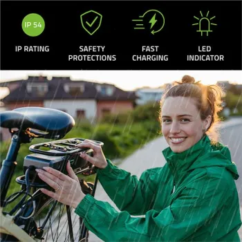 Qoltec Szybka Ładowarka do roweru skutera elektrycznego 36V | 42V | 2A | 5.5*2.1 | wodoodporna +kabel zasilający-12661