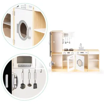 Drewniana kuchnia dla dzieci osobne segmenty XXL tablica + LED ECOTOYS-1268112