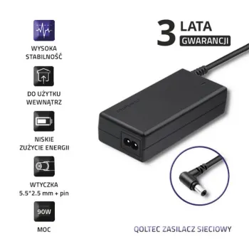 Qoltec Zasilacz do laptopa Toshiba 90W | 19V | 4.74A | 5.5*2.5 | +kabel zasilający-1264334