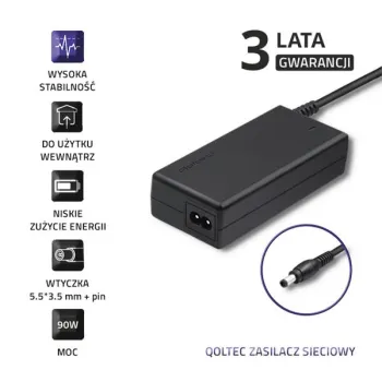 Qoltec Zasilacz do laptopa Samsung 90W | 19V | 4.74A | 5.5*3.5+pin | +kabel zasilający-1264306