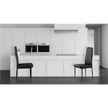 Zestaw krzeseł do jadalni salonu z ekoskóry 4 sztuki wysokie oparcie czarne ModernHome-1267045