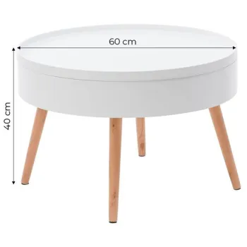 Stolik kawowy okrągły ze schowkiem 60 cm ModernHome-1267769