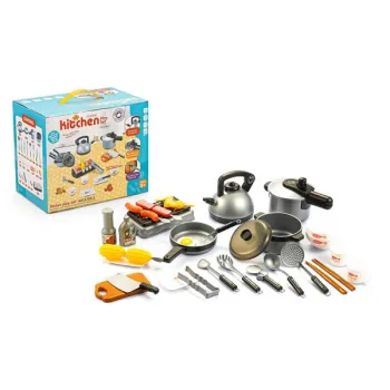 Mini kuchnia garnki akcesoria do kuchni dla dzieci 36 elementów-1268002
