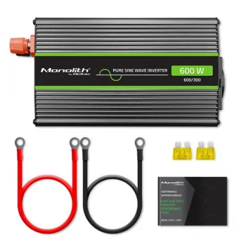 Qoltec Przetwornica napięcia Monolith | 300W | 600W | 24V na 230V | Czysty Sinus-1264542