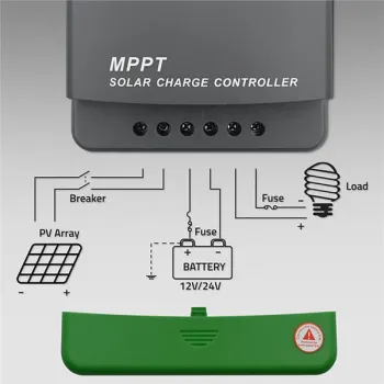 Qoltec Solarny regulator ładowania MPPT z czujnikiem temperatury 10A |12V / 24V | LCD | 2 x USB | Bluetooth | APP | GEL