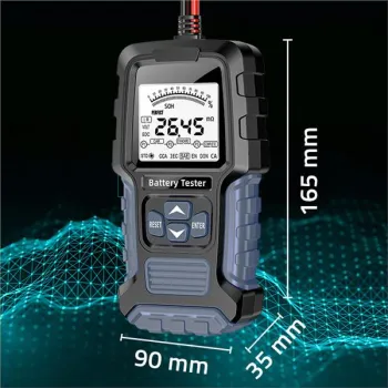 Qoltec Cyfrowy tester akumulatora z wyświetlaczem LCD | 12V | 24V | 3Ah-250Ah-1265684