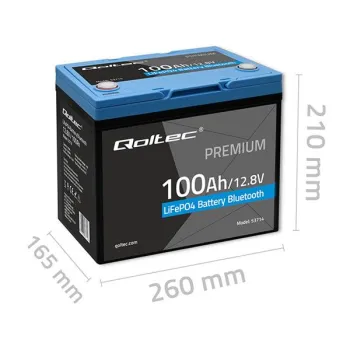 Qoltec Akumulator LiFePO4 Litowo-Żelazowo-Fosforanowy | 12.8V | 100Ah | 1280Wh | Bluetooth | BMS-1266539