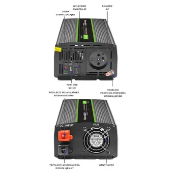 Qoltec Przetwornica napięcia Monolith | 1000W | 2000W| 12V na 230V | Czysty Sinus-1264515