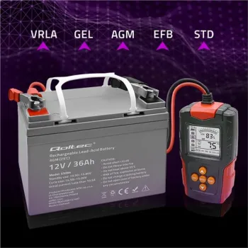 Qoltec Cyfrowy tester akumulatora z wyświetlaczem LCD | 12V | 24V | 3Ah-200Ah-1265302