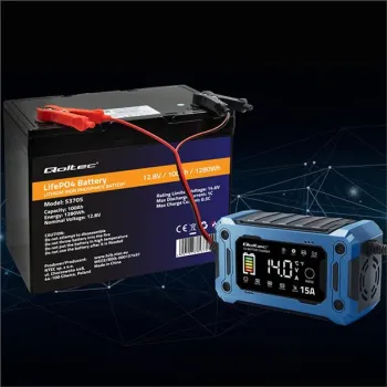 Qoltec Inteligentna mikroprocesorowa ładowarka 12V 15A | Prostownik z funkcją naprawy i podtrzymania zasilania podczas