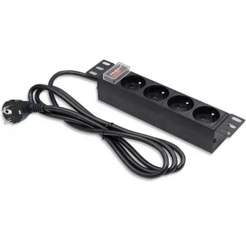 Qoltec Aluminiowa Listwa zasilająca  PDU do RACK 10'' | 1U | 16A |  4xFRENCH | 1.8m-1265561