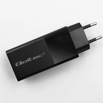 Qoltec Ładowarka GaN POWER PRO | 1xUSB-C | 1xUSB | 100W | 5-20V | 1.5-5A | PD | Laptop | Smartfon | Czarna-1265095