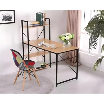 Biurko komputerowe drewniane regał z półkami loft-1268612