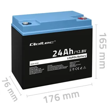 Qoltec Akumulator LiFePO4 Litowo-Żelazowo-Fosforanowy | 12.8V | 24Ah | 307.2Wh | BMS-1264819
