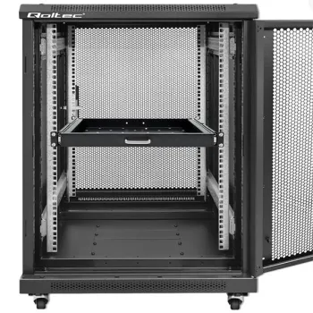 Qoltec Solidna stalowa Półka z uchwytem do szafy RACK  | 600*600 | Wysuwana | Czarna-1265386