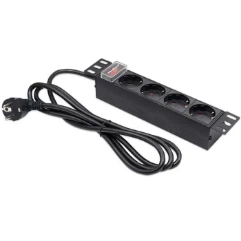 Qoltec Aluminiowa Listwa zasilająca  PDU do  RACK 10'' | 1U | 16A |  4xSCHUKO | 1.8m-1265550