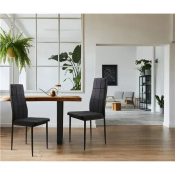 Zestaw krzesła krzesło tapicerowane do jadalni i salonu 4 sztuki czarne ModernHome-1267254
