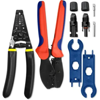 Qoltec Zestaw narzędzi solarnych kompatybilnych ze złączami MC4 | Zaciskarka + Szczypce do ściągania izolacji-12652