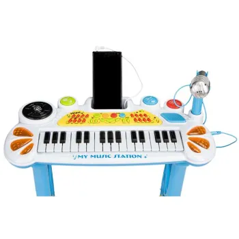 Keyboard organki pianinko z mikrofonem mp3 niebieskie-1267993