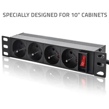 Qoltec Aluminiowa Listwa zasilająca  PDU do RACK 10'' | 1U | 16A |  4xFRENCH | 1.8m-1265555