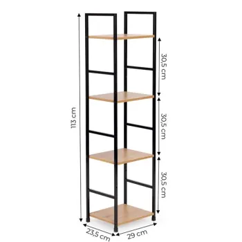 Regał drewniany nowoczesny metalowa rama LOFT 4 półki ModernHome-1269160