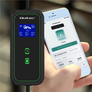 Qoltec Mobilna ładowarka do samochodu elektrycznego EV i hybryd z regulacją 2w1 Typ2 | 7kW | 230V | CEE 32A | Wi-fi| L