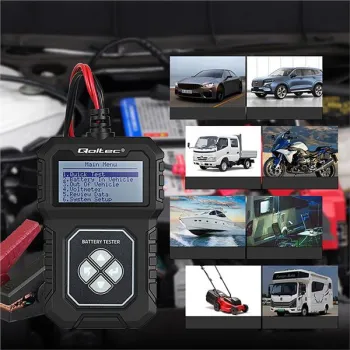 Qoltec Cyfrowy tester akumulatora z LCD | Polskie Menu | 12V | AGM | GEL | STD | 30-220AH-1266264