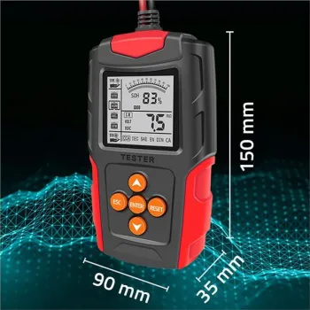 Qoltec Cyfrowy tester akumulatora z wyświetlaczem LCD | 12V | 24V | 3Ah-200Ah-1265301