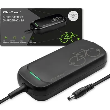 Qoltec Szybka Ładowarka do roweru skutera elektrycznego 36V | 42V | 2A | 5.5*2.1 | wodoodporna +kabel zasilający