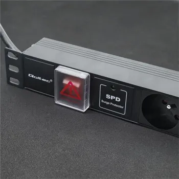 Qoltec Aluminiowa Listwa zasilająca  PDU do  RACK 19'' | 1U | 16A |  6xFRENCH | 1.8m-1265571