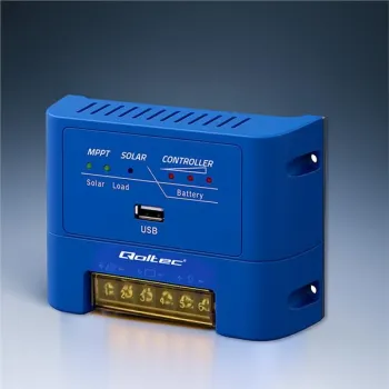 Qoltec Solarny regulator ładowania MPPT 15A do zasilania odbiorników DC i ładowania akumulatorów 12V / 24V | AGM | G